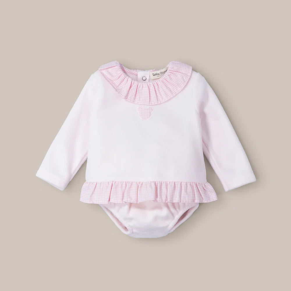 Conjunto afelpado de niña rosa
