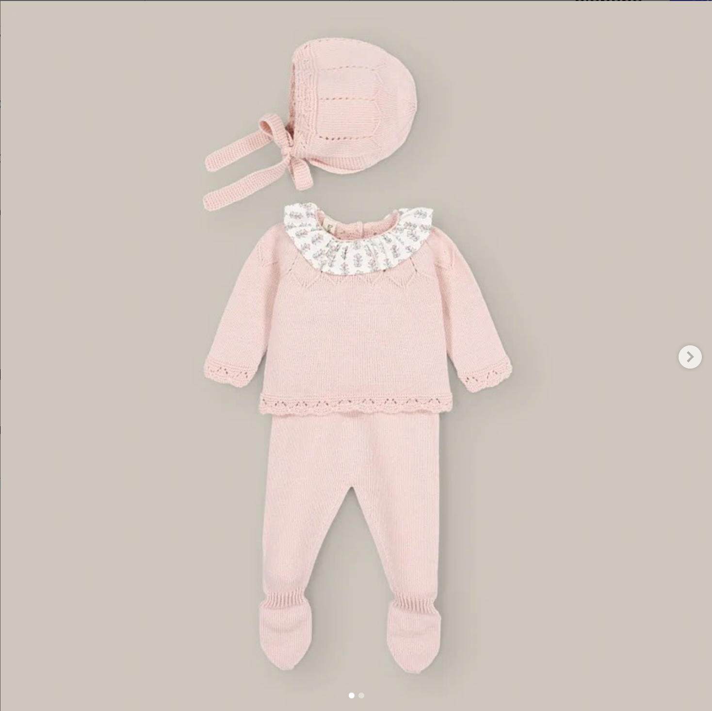 Conjunto 3 piezas rosa de punto 1 mes