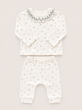 Conjunto 2 piezas estampado flores con cuello bordado