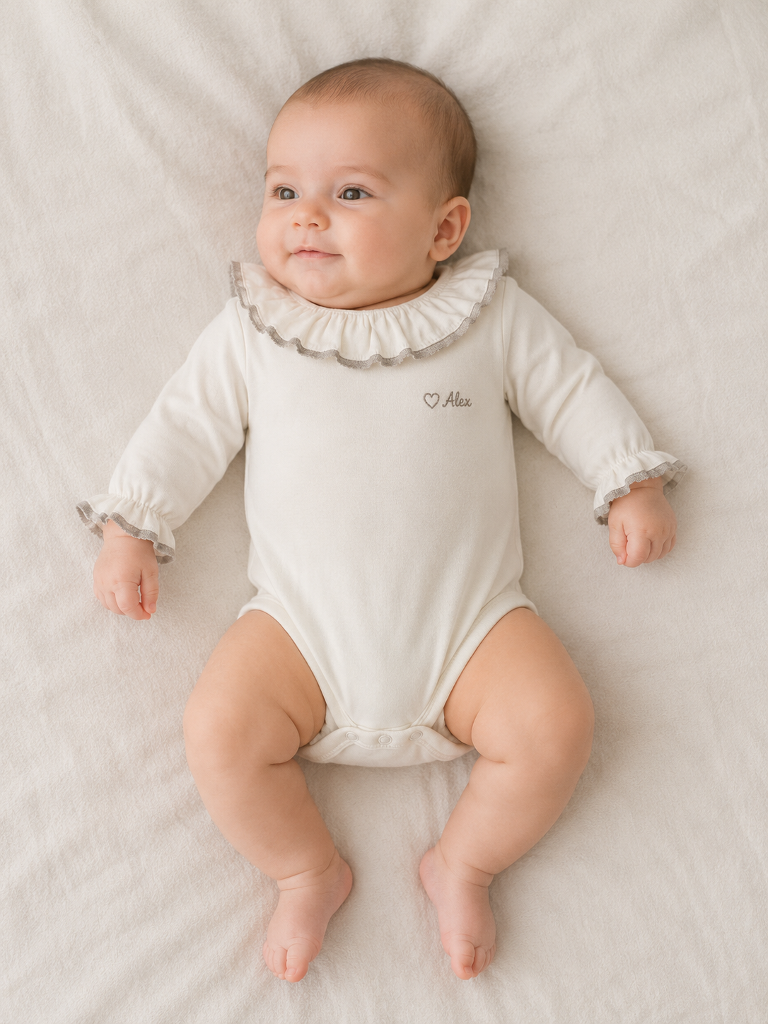 Body cuello olan borde beige