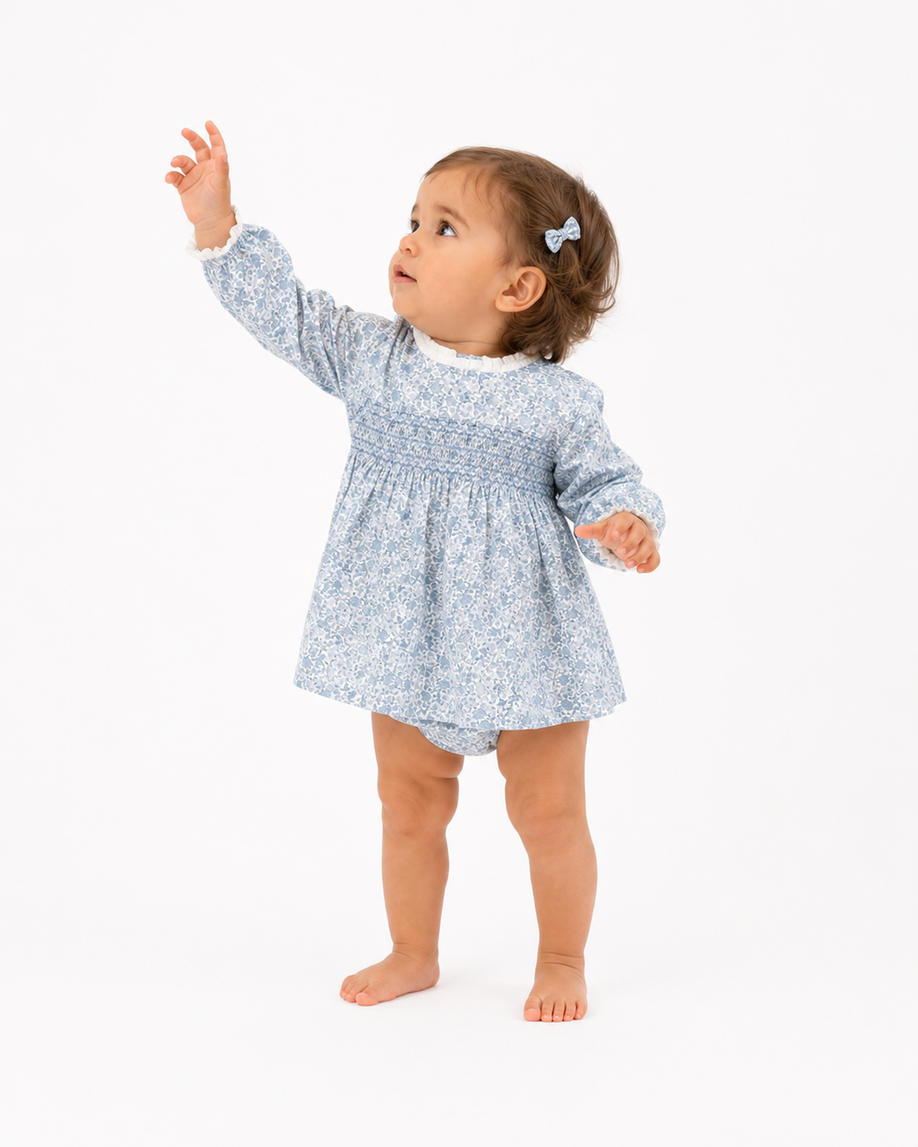 Vestido azul estampado con cuello