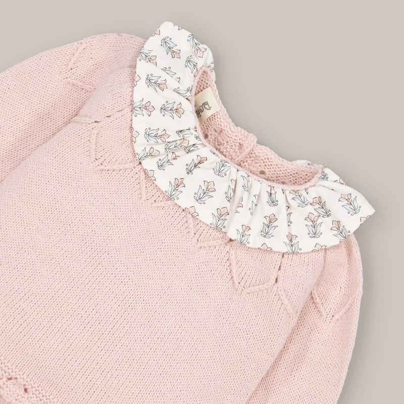 Conjunto 3 piezas rosa de punto 1 mes