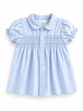 Vestido Jesusín Racimo Azul con Smock