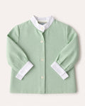Camisa Oxford Verde con Puños y Cuello Blanco