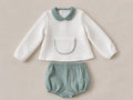 Conjunto Crudo Acolchado con Cuello Verde