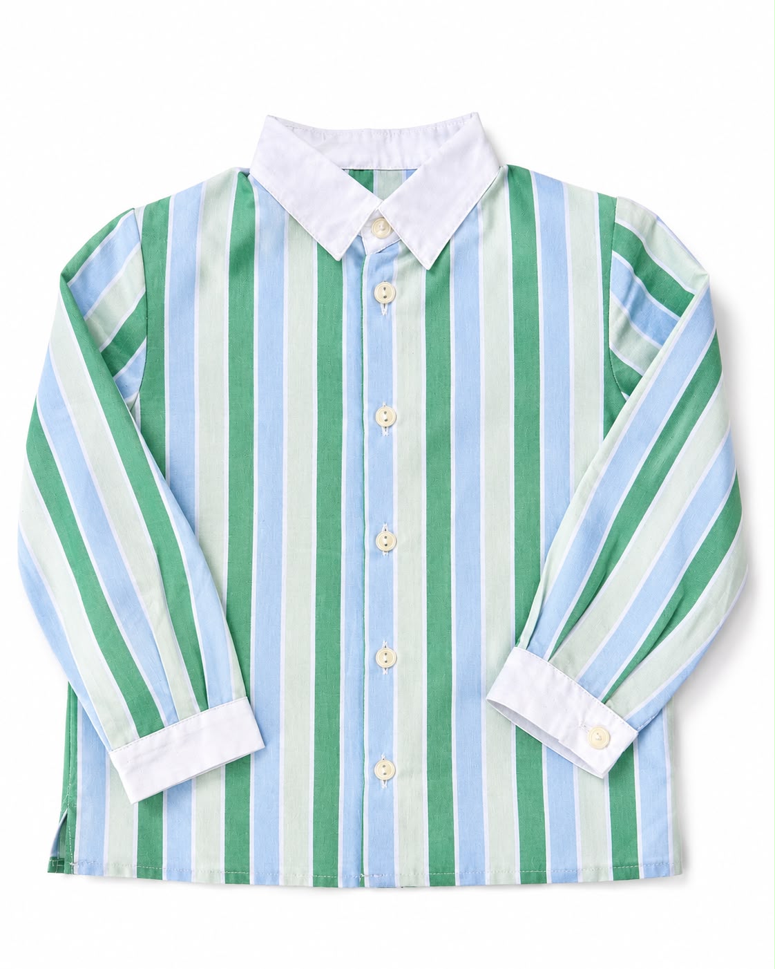 Camisa de Rayas Verde Tipo Oxford