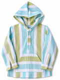 Camisa de Lino con Capucha de Rayas Verdes