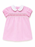 Vestido rayas rosa/blanco con smock y cuello blanco