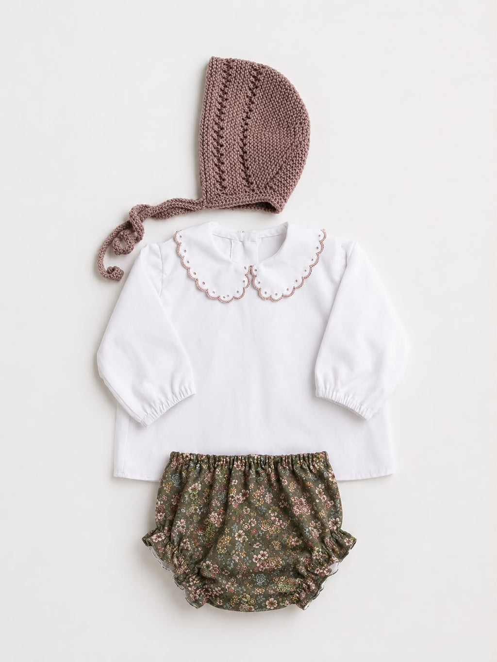 Conjunto de 4 Piezas Hecho a Mano Tejido Berenjena Claro