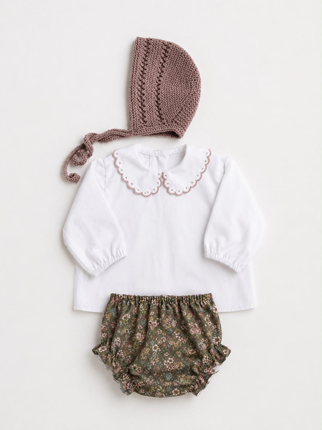 Conjunto de 4 Piezas Hecho a Mano Tejido Berenjena Claro
