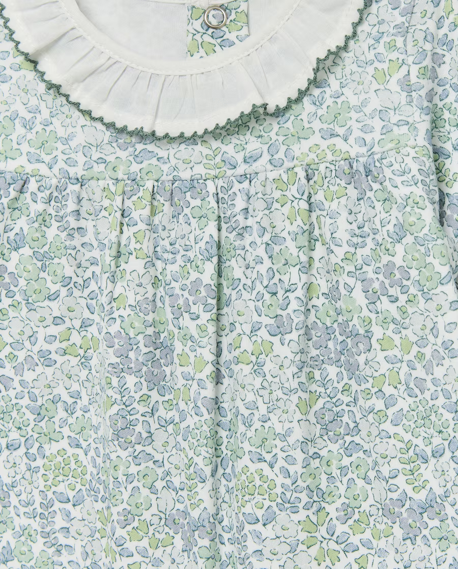 Mameluco hojas verdes grises - detalle cuello